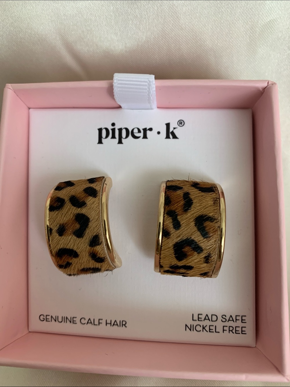 Piper Leopard Calf Hair Hoop Earrings in Tan and Black